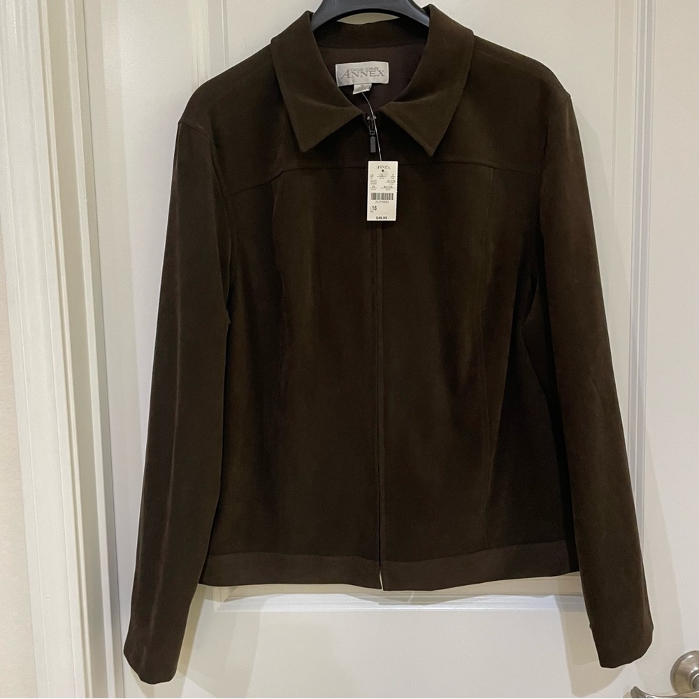 NWT Casual Corner ANNEX ladies brown zip lightweight jacket‎ size 16